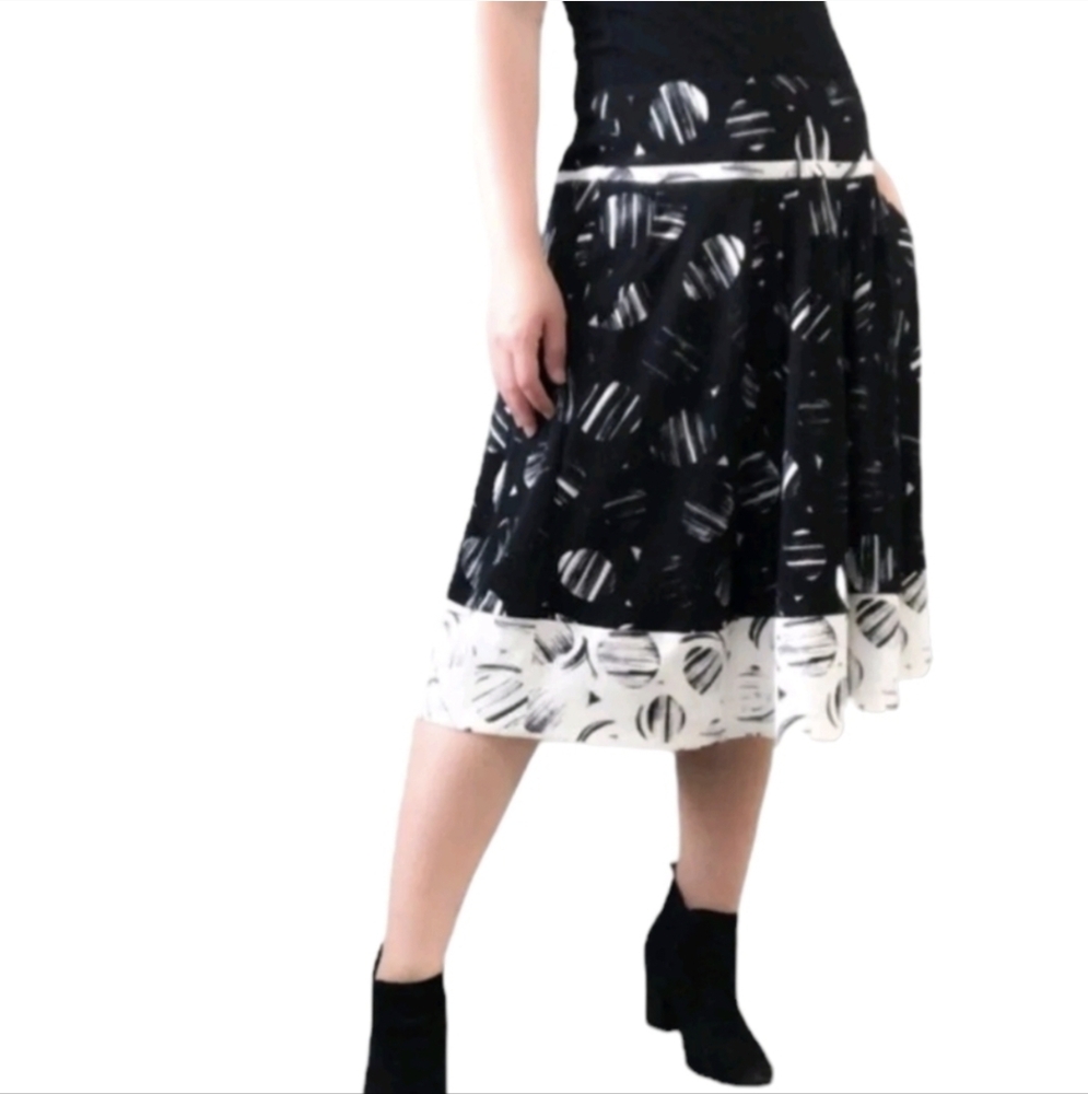 BCBGMAXAZRIA Womens Skirt Ruffle Lace Geometric Jersey‎ Whimsigoth Neutral Large